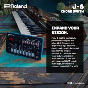 Roland AIRA Compact J-6 Portable Song Creation Machine with Professional Sound and Features | JUNO-60 Synth Engine & Presets | Chord Sequencer | Effects