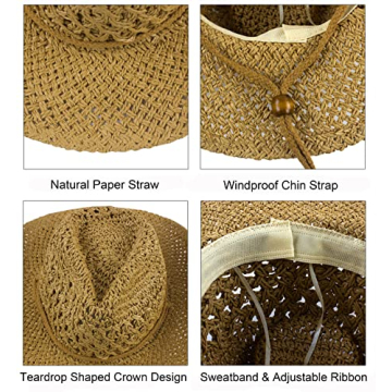 Muryobao Women's Summer Straw Hat with UPF 50+ Protection