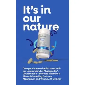 VEGETOLOGY Bone Care Bone Health Supplements - Phytodroitin, Glucosamine, Vitamin D3 K2 & Calcium Supplement – Cartilage, Muscle & Joint Support Supplement – Vegan Bone Strength (60 Count)