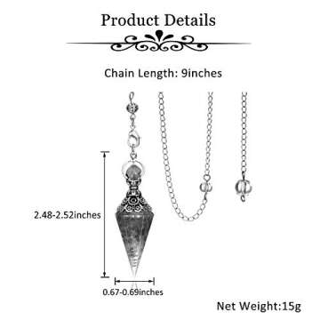 GEHECRST Natural Lapis Lazuli Healing Crystal Dowsing Pendulum Reiki Gemstone Chips Orgone Pendulum 6 Faceted Hexagonal Pointed Resin Spiritual Pendant for Divination, Wicca, Energy Balancing