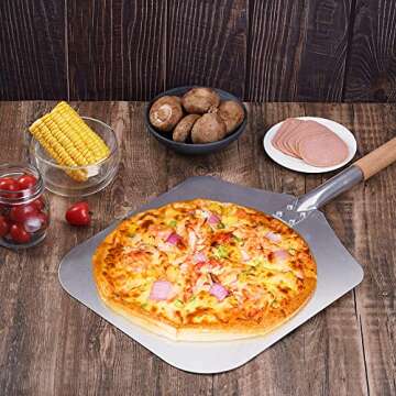 TDHDIKE Premium Aluminum Pizza Peel With Detachable Beech Handle, 12” x 32.5”, Convenient To Store, Good Helper For Baking, Homemade Pizza And Bread