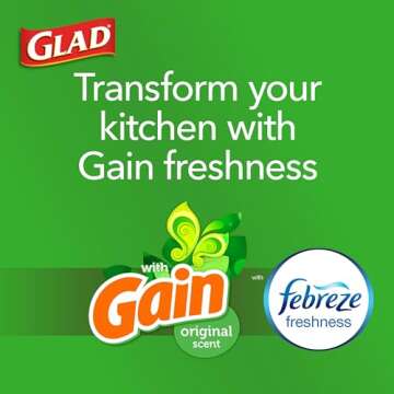 Glad ForceFlex Tall Kitchen Trash Bags, 13 Gal, Gain Original with Febreze, 40 Ct (Pack May Vary)