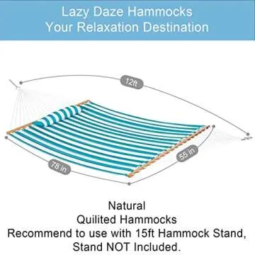 Lazy Daze Quilted Double Hammock for Two Persons Outdoors