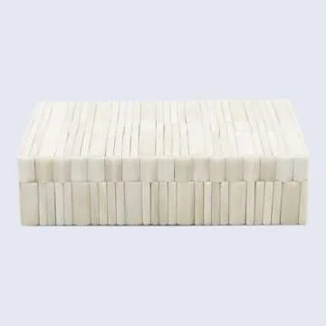 Handicrafts Home Handmade Ivory Pattern Decorative Box - Storage Organizer, Decor Centrepiece, Memory Keepsakes, Home Decor - Boho Style Treasure Box, Multipurpose Gift - Stem, 10x4.5x2.5