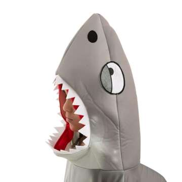 Spooktacular Creations Kids Gray Shark Costume, Multicolor Hoodie with Fin Tail for Halloween Dress Up, Sea Animal Party (Small (5-7 yrs))