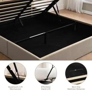 VELOCAVA Queen Lift-Up Storage Bed: Stylish & Functional