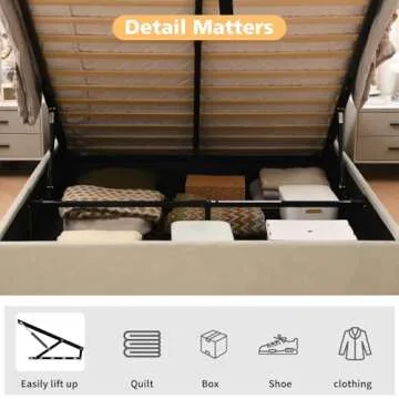 VELOCAVA Queen Lift-Up Storage Bed: Stylish & Functional