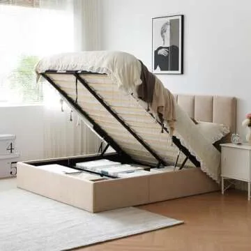 VELOCAVA Queen Lift-Up Storage Bed: Stylish & Functional