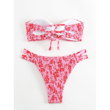 Stylish GORGLITTER Floral Strapless Bikini Set for Summer