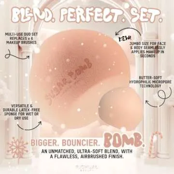 BIG Sugar Bomb Blender Set by RICHUAL BEAUTY ~ Butter-Soft Marshmallow Makeup Sponges for Face & Body ~ Incl: 1 LARGE & 1 MINI Mochi Makeup Sponge ~ Flawless Application of Foundation Creams & Powders