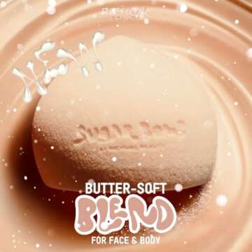 BIG Sugar Bomb Blender Set by RICHUAL BEAUTY ~ Butter-Soft Marshmallow Makeup Sponges for Face & Body ~ Incl: 1 LARGE & 1 MINI Mochi Makeup Sponge ~ Flawless Application of Foundation Creams & Powders