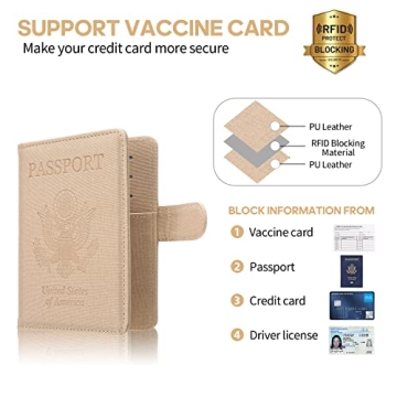 MCmolis RFID Blocking Passport Vaccine Card Holder Travel Organizer