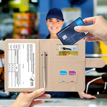 MCmolis RFID Blocking Passport Vaccine Card Holder Travel Organizer