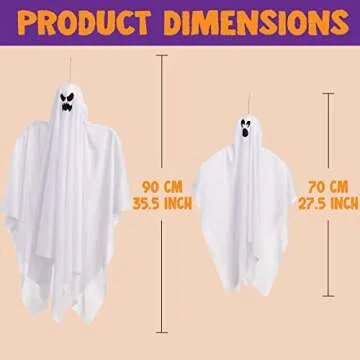 JOYIN 3 Pack Halloween Hanging Ghosts Decorations Outdoor, Mix Size Halloween Ghost Decor, Flying Ghost for Front Yard Patio Porch Lawn Garden Party and Holiday Halloween Hanging Decorations