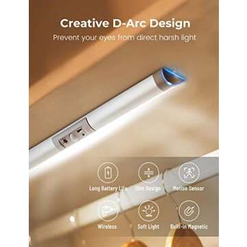 2 Pack Motion Sensor Closet Lighting with lED Closet Lights, Eye Protection Design for Pantry Light ...