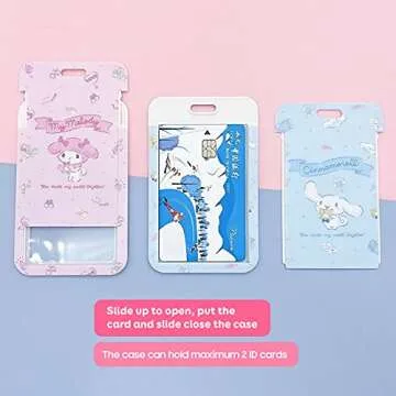 Kawaii Lanyard ID Holder Cute Badge Credit Card Case Neck Pouch Wallet School Supplies for Students Teachers Teens Boys Girls Women Nurse