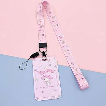 Kawaii Lanyard ID Holder Cute Badge Credit Card Case Neck Pouch Wallet School Supplies for Students Teachers Teens Boys Girls Women Nurse
