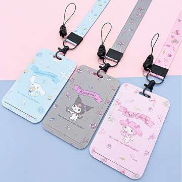 Kawaii Lanyard ID Holder Cute Badge Credit Card Case Neck Pouch Wallet School Supplies for Students Teachers Teens Boys Girls Women Nurse