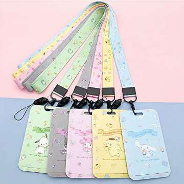 Kawaii Lanyard ID Holder Cute Badge Credit Card Case Neck Pouch Wallet School Supplies for Students Teachers Teens Boys Girls Women Nurse