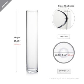 Clear Thick Cylinder Glass Vase for Weddings and Home Decor