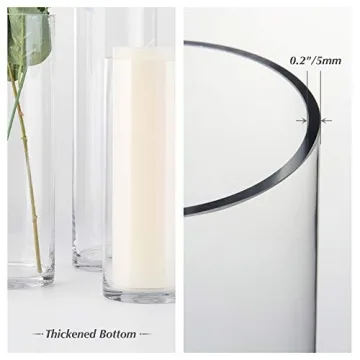 Clear Thick Cylinder Glass Vase for Weddings and Home Decor