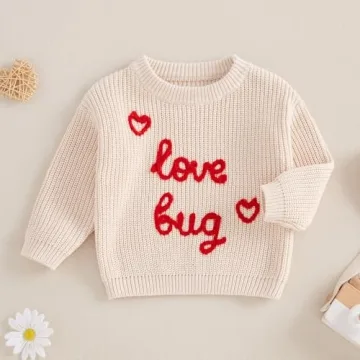 Dewadbow Toddler Valentine's Day Embroidered Sweater