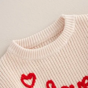 Dewadbow Toddler Valentine's Day Embroidered Sweater