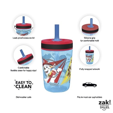 Zak Designs Paw Patrol Toddler Tumblers - 15oz Leak-Proof