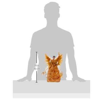 Kurt Adler UL 10-Light African American Angel Christmas Treetop Figurine, 13-Inch, Gold