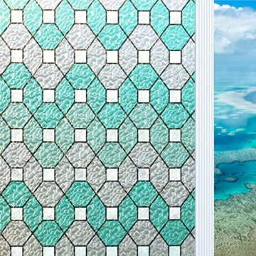 DUOFIRE Window Film, Stained Glass Privacy Window Films Decorative Window Coverings,Privacy Film for...