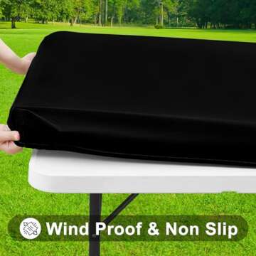 Smiry Rectangle Tablecloth, Elastic Fitted Flannel Backed Vinyl Tablecloths for 6ft Folding Tables, ...