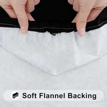 Smiry Rectangle Tablecloth, Elastic Fitted Flannel Backed Vinyl Tablecloths for 6ft Folding Tables, Waterproof Wipeable Table Covers for Indoor, Outdoor, Picnic and Camping (Black, 30"x72")