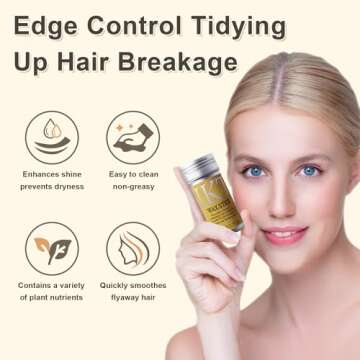 AnWoor Fly Away Hair Tamer, Non-greasy Hair Wax/Gel Stick for Women for Broken Hair, Edge Control, Flyaways Long-Lasting Fixed Hair Styling, Works in 3 Seconds