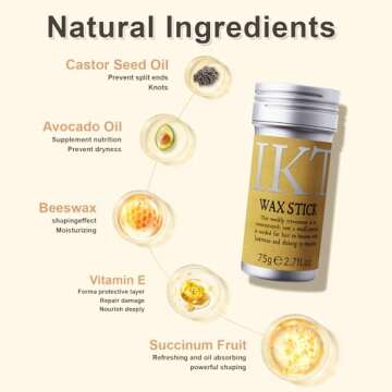 AnWoor Fly Away Hair Tamer, Non-greasy Hair Wax/Gel Stick for Women for Broken Hair, Edge Control, Flyaways Long-Lasting Fixed Hair Styling, Works in 3 Seconds