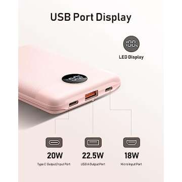 VEEKTOMX Mini Power Bank 10000mAh, 22.5W Fast Charging Small Portable Charger with PD 3.0 & QC 3.0, USB C Slim Lightweight iPhone Charger, Dual Output Compatible with iPhone Samsung, Travel Must Haves