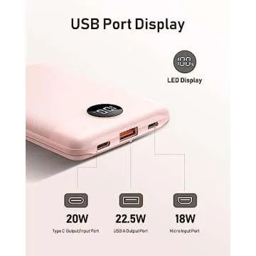 VEEKTOMX Mini Power Bank 10000mAh, 22.5W Fast Charging Small Portable Charger with PD 3.0 & QC 3.0, USB C Slim Lightweight iPhone Charger, Dual Output Compatible with iPhone Samsung, Travel Must Haves