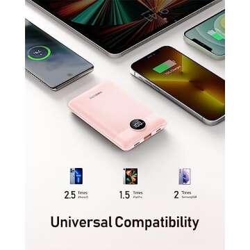 VEEKTOMX Mini Power Bank 10000mAh, 22.5W Fast Charging Small Portable Charger with PD 3.0 & QC 3.0, USB C Slim Lightweight iPhone Charger, Dual Output Compatible with iPhone Samsung, Travel Must Haves