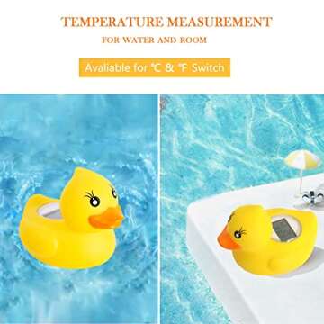 Baby Bath Thermometer Baby Safety - Acedada Bath Water Temperature Thermometer Room Thermometer with LED Display and Temperature Warning, Floating Infant Baby Bath Toys Bathtub Thermometer (Duck)
