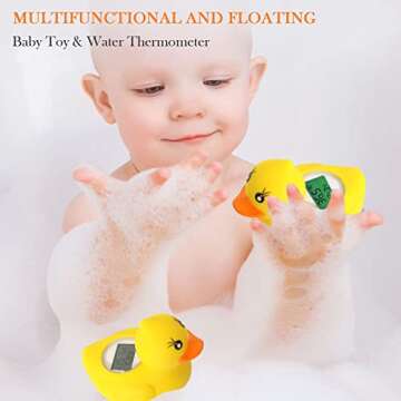 Baby Bath Thermometer Baby Safety - Acedada Bath Water Temperature Thermometer Room Thermometer with LED Display and Temperature Warning, Floating Infant Baby Bath Toys Bathtub Thermometer (Duck)