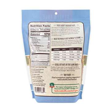 Bob's Red Mill Gluten Free Organic Steel Cut Oats, 24oz (Pack of 1) - Non GMO, Whole Grain, Vegan, K...