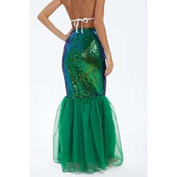 Funna Mermaid Sequin Tail Maxi Skirt for Women