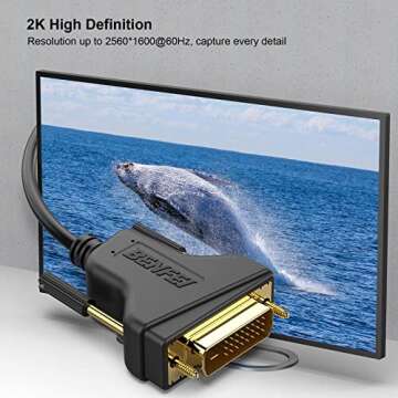 BENFEI DVI to DVI Cable, 1.8 Meter DVI-D 24+1 Gold Plated Cable, Dual Link Support High Resolution 2...
