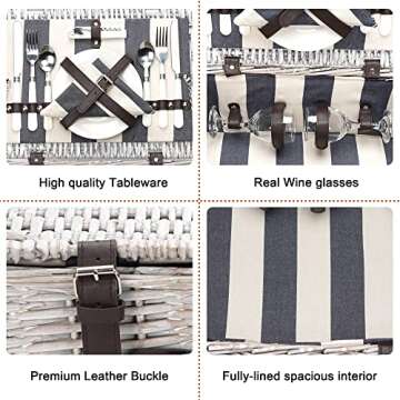 Durable Picnic Basket for 2, Perfect Gift for Couples