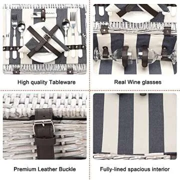 Durable Picnic Basket for 2, Perfect Gift for Couples