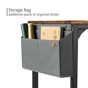 CubiCubi Computer Desk 55 Inch Study Writing Table for Home Office, Modern Simple Style PC Table with Storage Bag, Vintage