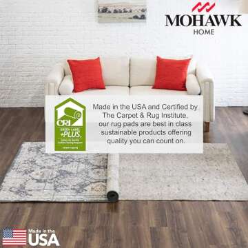 Mohawk Home 5' x 8' Non Slip Rug Pad Gripper 1/4 Thick Dual Surface Felt + Rubber Gripper - Safe for All Floors