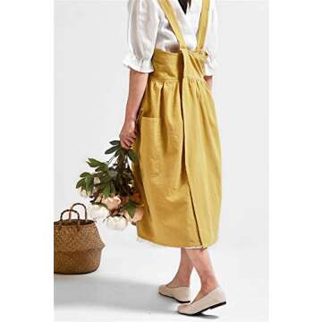 ZI TENG Cotton And linen Apron Fashion Adjustable Bib Chef Apron,Coffee Shop Waist Kitchen aprons 32X43 Inch