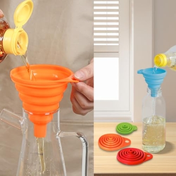 Collapsible Kitchen Funnel Set - 4 Pack, Silicone