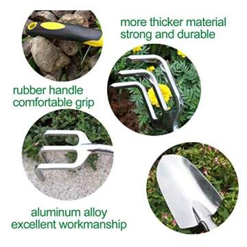 Garden Tool Set, 3 Pcs Gardening Tools Including Garden Trowel, Transplant Trowel and Hand Cultivator, Aluminum Alloy Gardening Supplies with Handle for Gardening Digging, Transplanting, Yellow