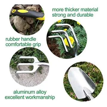 Garden Tool Set, 3 Pcs Gardening Tools Including Garden Trowel, Transplant Trowel and Hand Cultivator, Aluminum Alloy Gardening Supplies with Handle for Gardening Digging, Transplanting, Yellow